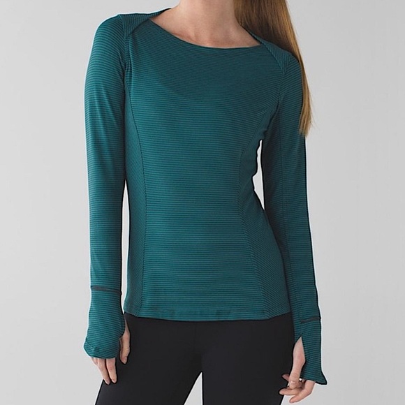 lululemon athletica Tops - Lululemon Kanto Catch Me Long Sleeve Mini Pop Stripe Top Size 4 Teal/Dark Fuel